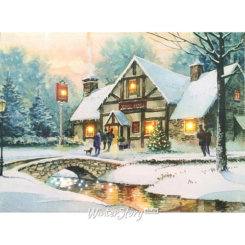 Светодиодная картина "Зимний пейзаж", 40*30 см, 7 теплых белых LED ламп, батарейки Snowhouse
