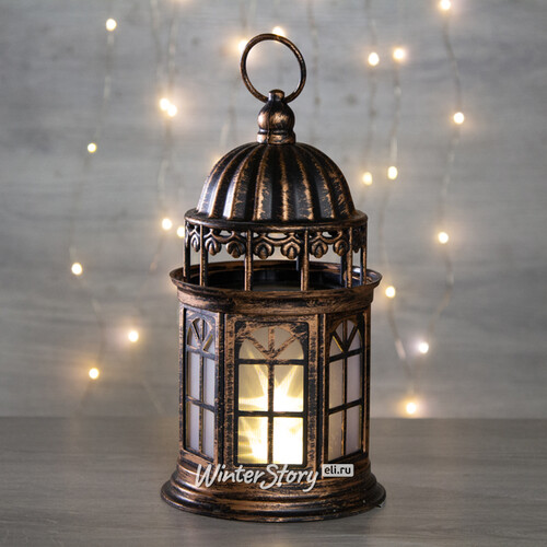 Декоративный фонарь Мидгард 26 см бронзовый, на батарейках Snowhouse