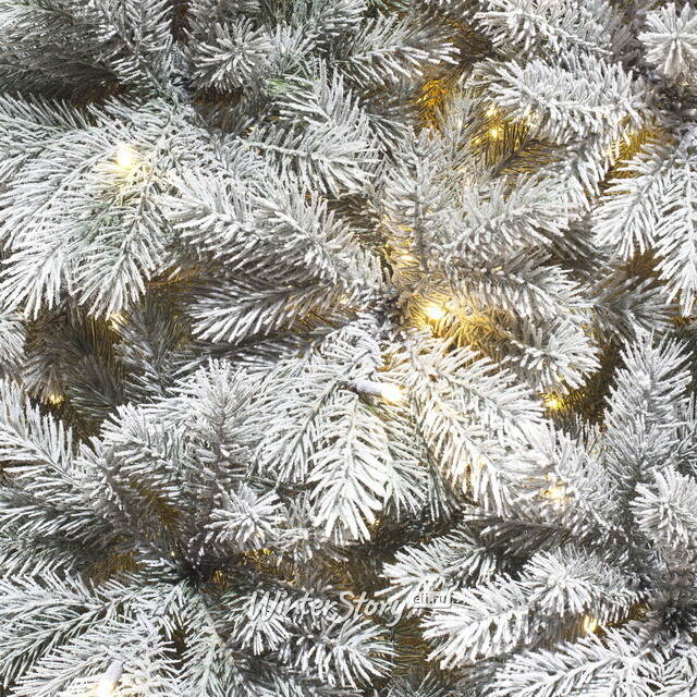 Искусственная елка с лампочками Летиция заснеженная 180 см, теплые белые лампы, ЛИТАЯ 100% ElkaDe