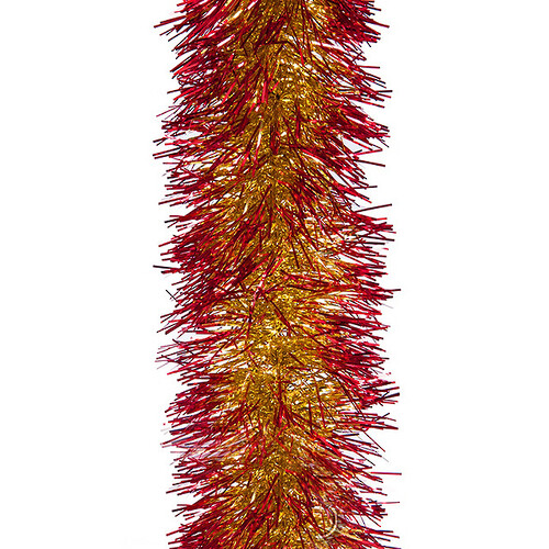 Мишура Праздничная двухцветная 2 м*95 мм золотая с красным MOROZCO