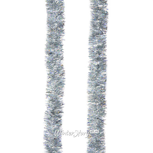 Мишура Праздничная 2 м*35 мм серебряная голографическая MOROZCO