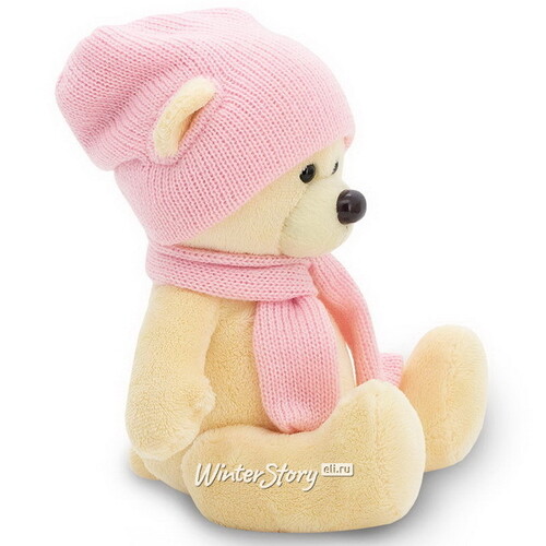 Мягкая игрушка Медведь Топтыжкин жёлтый 25 см в розовом шарфе и шапочке, Orange Exclusive Orange Toys