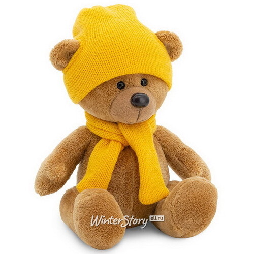Мягкая игрушка Медведь Топтыжкин коричневый 17 см в жёлтом шарфе и шапочке, Orange Exclusive Orange Toys