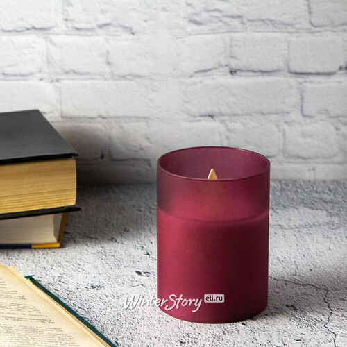Светодиодная свеча с имитацией пламени Magic Flame в стакане 10 см фиолетовая Peha