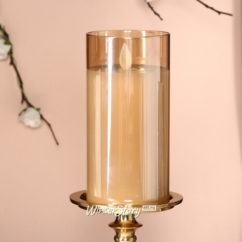 Светодиодная свеча в колбе Mosala - Gold 15 см, на батарейках Peha