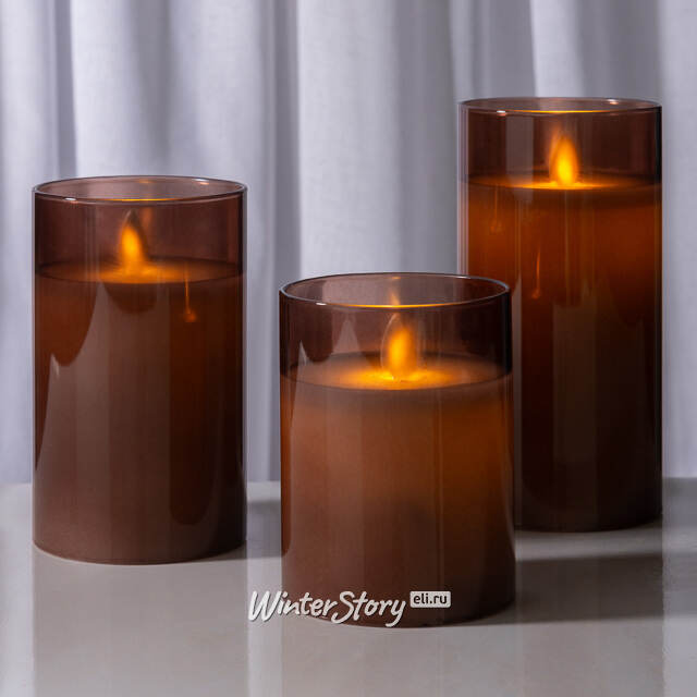 Светодиодная свеча в колбе Mosala - Amber 12 см, на батарейках Peha