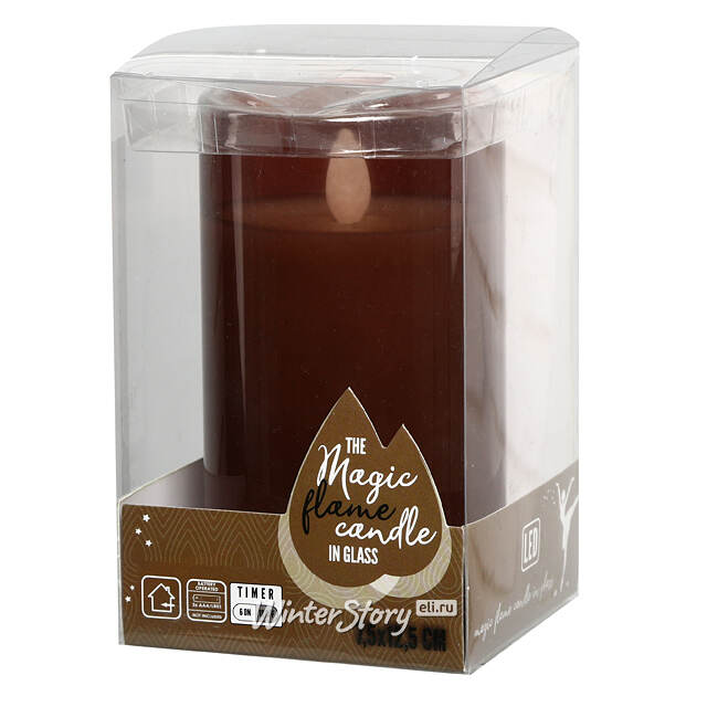 Светодиодная свеча в колбе Mosala - Amber 12 см, на батарейках Peha