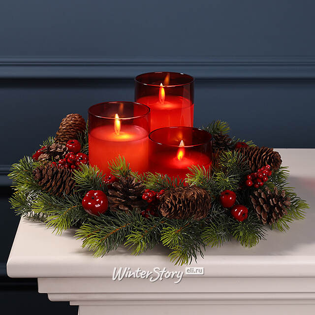 Венок для свечи Apple Berry с яблоками и шишками 35 см A Perfect Christmas