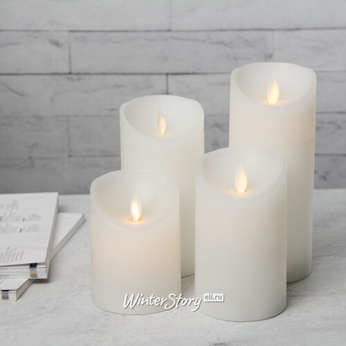 Светодиодная свеча с имитацией пламени 18 см, белая восковая, батарейка Peha