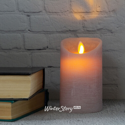 Светодиодная свеча с имитацией пламени 12.5 см, пудровая восковая, батарейка Peha
