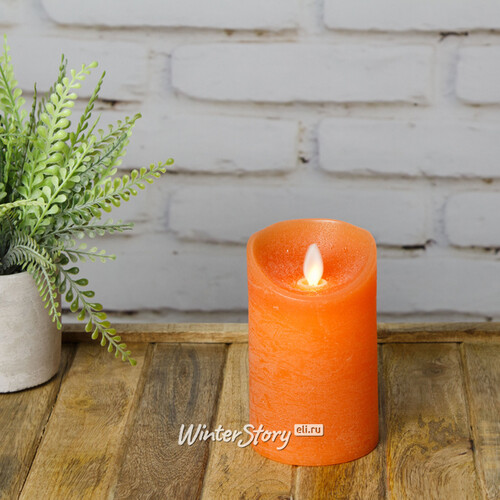Светодиодная свеча с имитацией пламени 12.5 см, оранжевая восковая, батарейка Peha