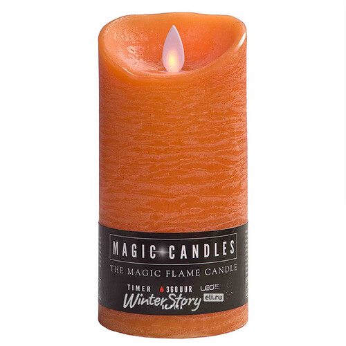Светодиодная свеча с имитацией пламени 15 см, оранжевая восковая, батарейка Peha