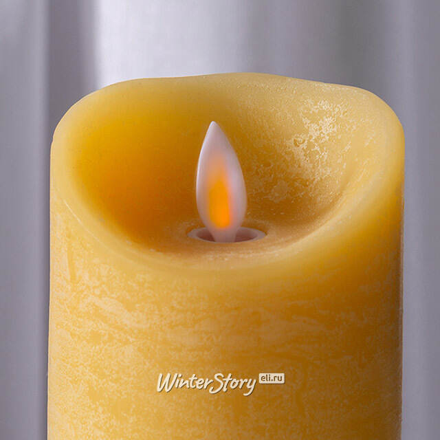 Светодиодная свеча с имитацией пламени 10 см, желтая восковая, батарейка Peha