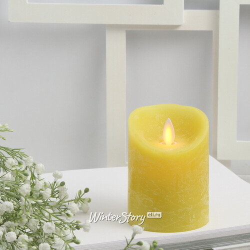 Светодиодная свеча с имитацией пламени 10 см, желтая восковая, батарейка Peha