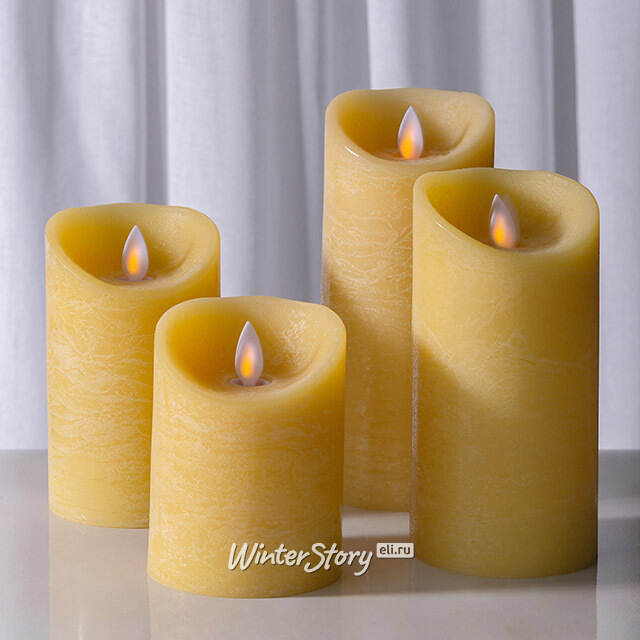 Светодиодная свеча с имитацией пламени 10 см, желтая восковая, батарейка Peha