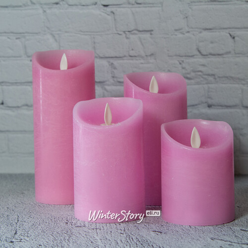 Светодиодная свеча с имитацией пламени 12.5 см, розовая восковая, батарейка Peha