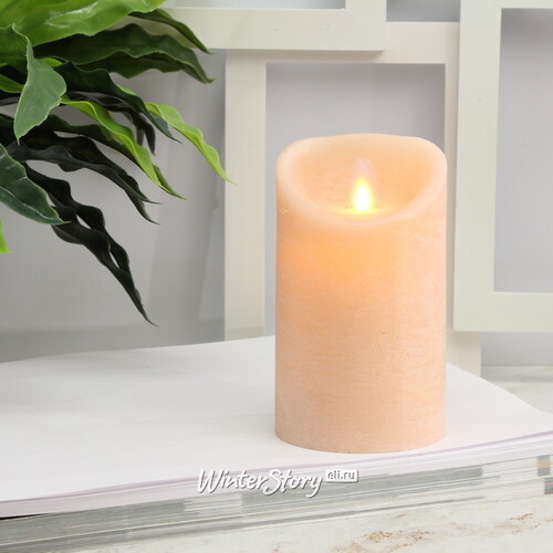 Светодиодная свеча с имитацией пламени 12.5 см, коралловая восковая, батарейка Peha