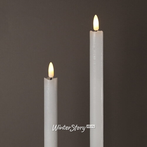 Столовая светодиодная свеча с имитацией пламени Инсендио 26 см 2 шт белая, батарейка Peha