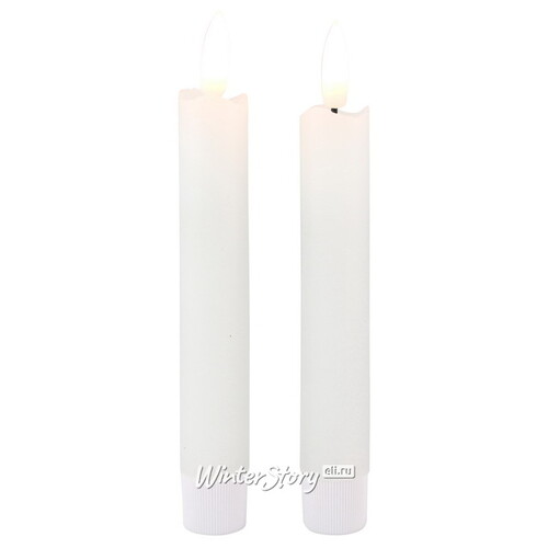 Столовая светодиодная свеча с имитацией пламени Инсендио 15 см 2 шт белая, батарейка Peha