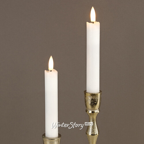 Столовая светодиодная свеча с имитацией пламени Инсендио 15 см 2 шт белая, батарейка Peha