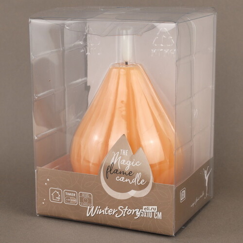 Светодиодная свеча с имитацией пламени Грацио 10 см оранжевая, на батарейках Peha