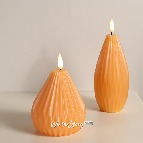 Светодиодная свеча с имитацией пламени Грацио 10 см оранжевая, на батарейках Peha