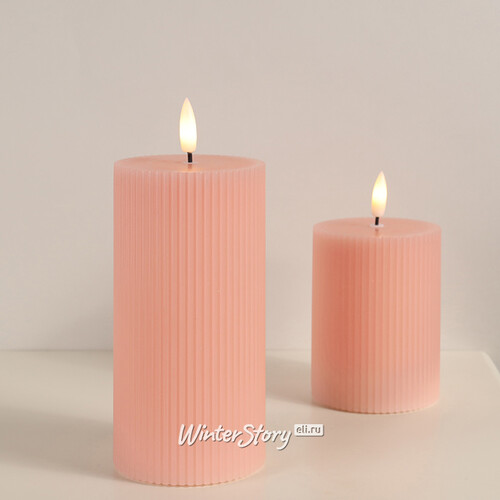 Светодиодная свеча с имитацией пламени Грацио 15 см розовая, батарейка Peha