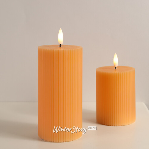 Светодиодная свеча с имитацией пламени Грацио 15 см оранжевая, батарейка Peha