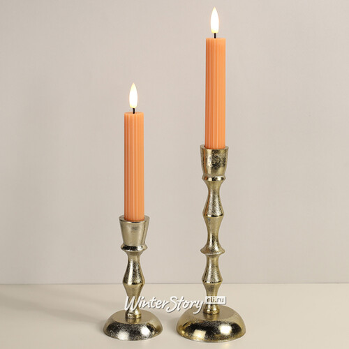 Столовая светодиодная свеча с имитацией пламени Грацио 15 см 2 шт оранжевая, на батарейках, таймер Peha