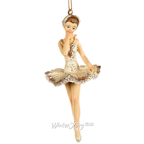 Елочная игрушка Балерина Изящная в белом платье 11 см, подвеска  Goodwill