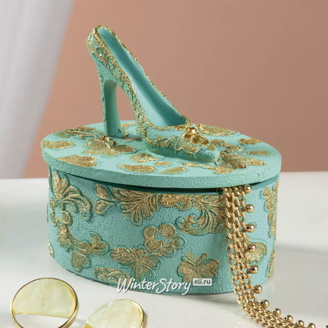 Декоративная шкатулка для украшений Antique Rococo 8 см мятная Goodwill