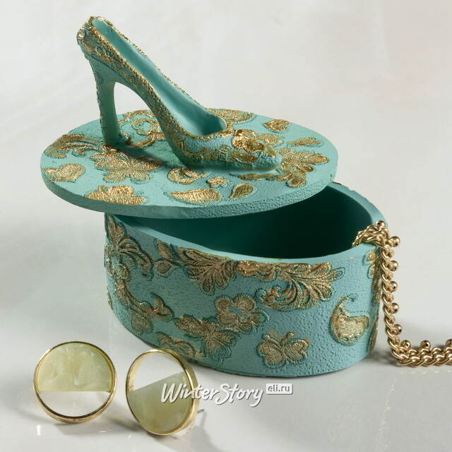 Декоративная шкатулка для украшений Antique Rococo 8 см мятная Goodwill