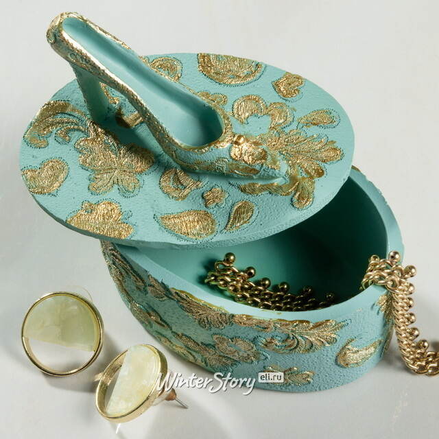 Декоративная шкатулка для украшений Antique Rococo 8 см мятная Goodwill