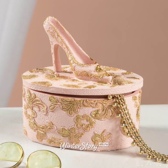 Декоративная шкатулка для украшений Antique Rococo 8 см розовая Goodwill