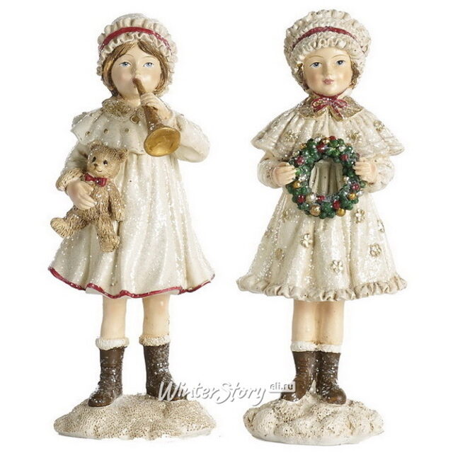 Новогодняя фигурка Vittoriano Stile: Девочка с медведем 17 см Goodwill