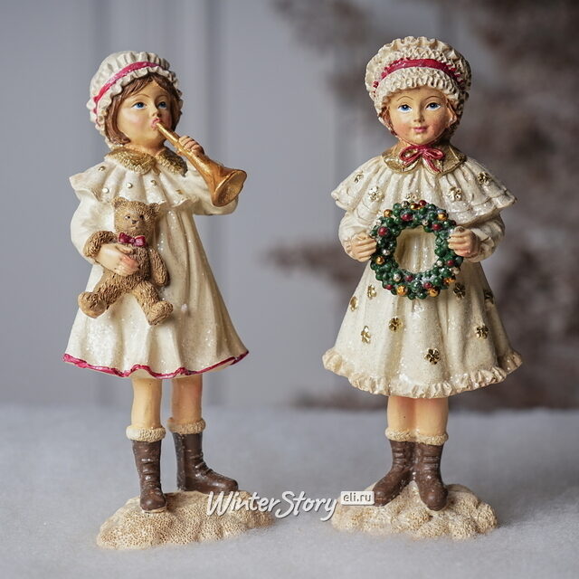 Новогодняя фигурка Vittoriano Stile: Девочка с медведем 17 см Goodwill