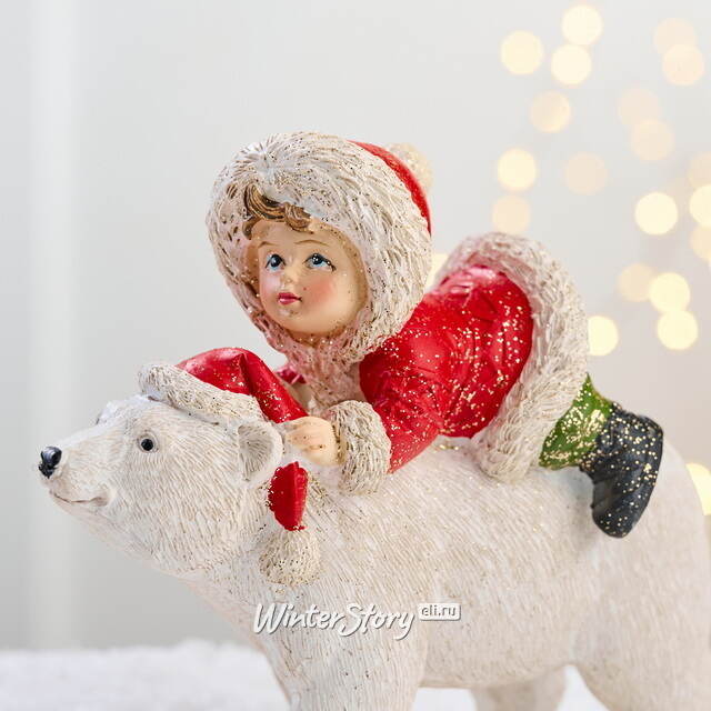 Новогодняя фигурка Девочка Гретта верхом на медведе 14 см Goodwill