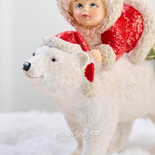 Новогодняя фигурка Девочка Гретта верхом на медведе 14 см Goodwill