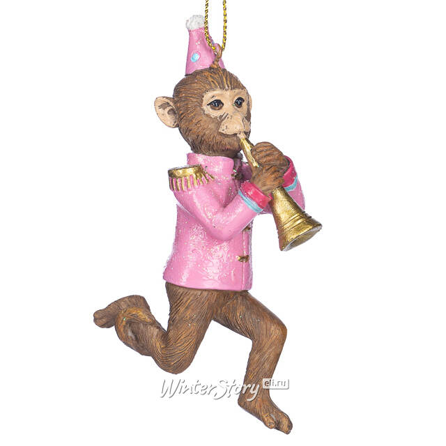 Елочная игрушка Цирковая Обезьянка Типси с трубой 11 см Goodwill