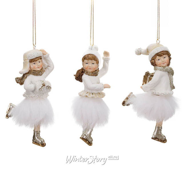 Елочная игрушка Девочка на коньках Амели - White Symphony 12 см Goodwill