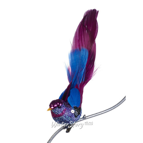 Елочная игрушка Птичка Макао 15 см фиолетовая, клипса Goodwill