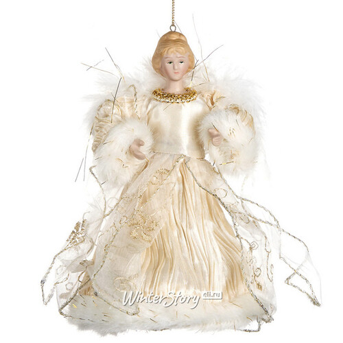 Елочная игрушка Ангел Нежности 18 см в кремовом наряде, подвеска Goodwill