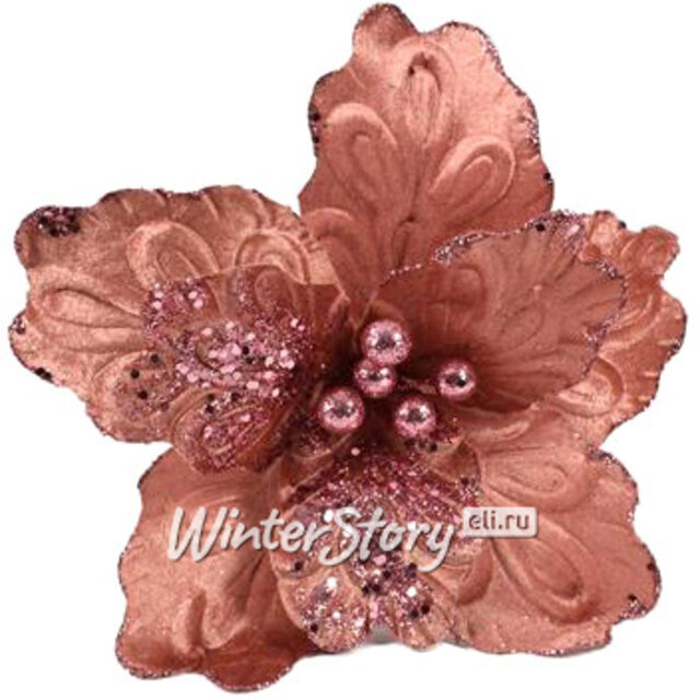 Пуансеттия Реджина Россо 25 см, клипса Due Esse Christmas