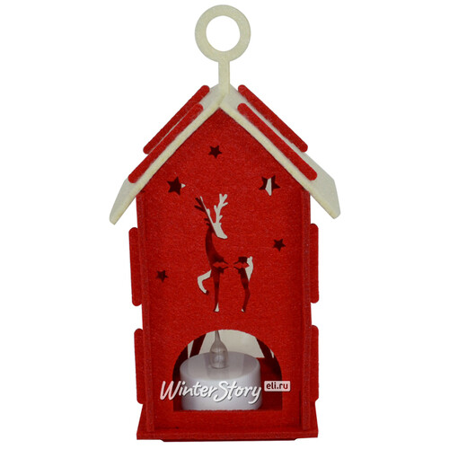 Новогодний Фонарик из фетра - Огни Лапландии 15 см, красный Due Esse Christmas