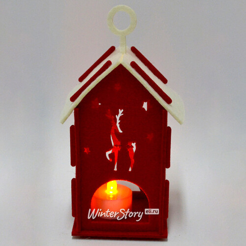 Новогодний Фонарик из фетра - Огни Лапландии 15 см, красный Due Esse Christmas