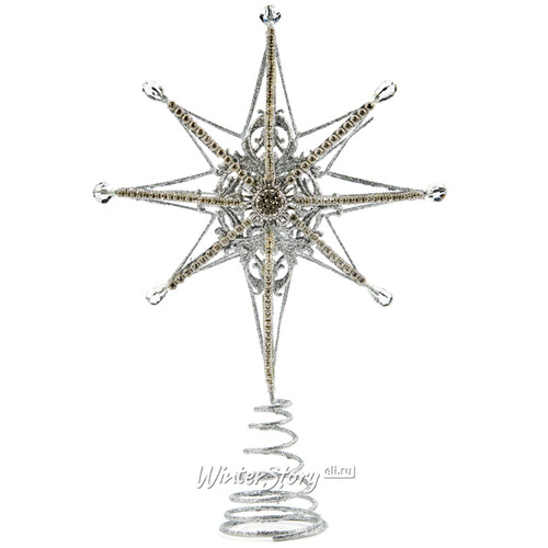 Верхушка на ёлку Звезда Лапландии 34 см, серебряная Goodwill