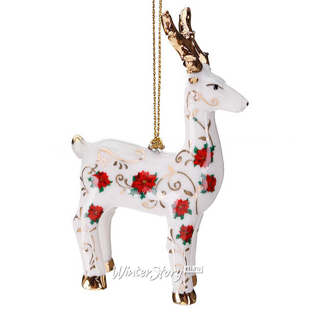 Фарфоровая елочная игрушка Олень Рудольф - Посланник Рождества 10 см Goodwill