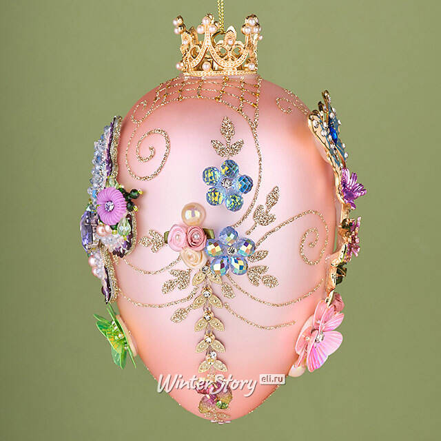 Коллекционная стеклянная елочная игрушка Яйцо - Butterfly Garden 18 см Mark Roberts