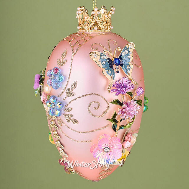 Коллекционная стеклянная елочная игрушка Яйцо - Butterfly Garden 18 см Mark Roberts