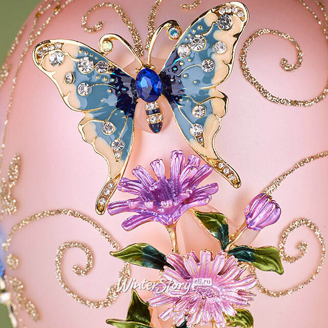 Коллекционная стеклянная елочная игрушка Яйцо - Butterfly Garden 18 см Mark Roberts